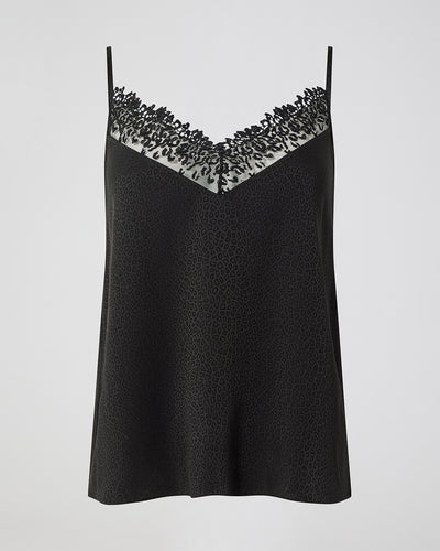 Cléo Camisole In Leopard Jacquard, Black