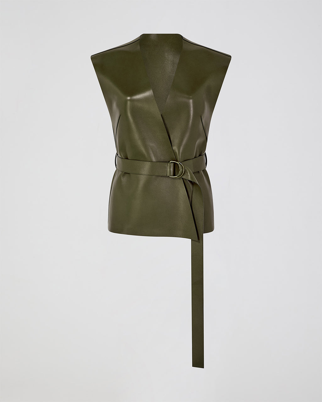 Matilda Top In Plongé Leather, Dark Olive