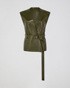 Matilda Top In Plongé Leather, Dark Olive