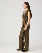 Matilda Top In Plongé Leather, Dark Olive