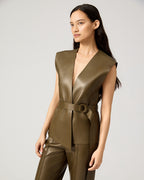Matilda Top In Plongé Leather, Dark Olive