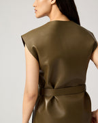Matilda Top In Plongé Leather, Dark Olive