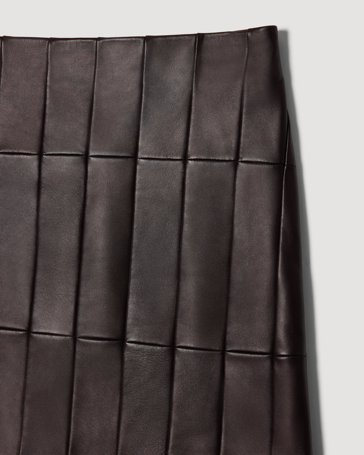 Cecily Mini Skirt in Patchwork Nappa Leather,  Chocolate