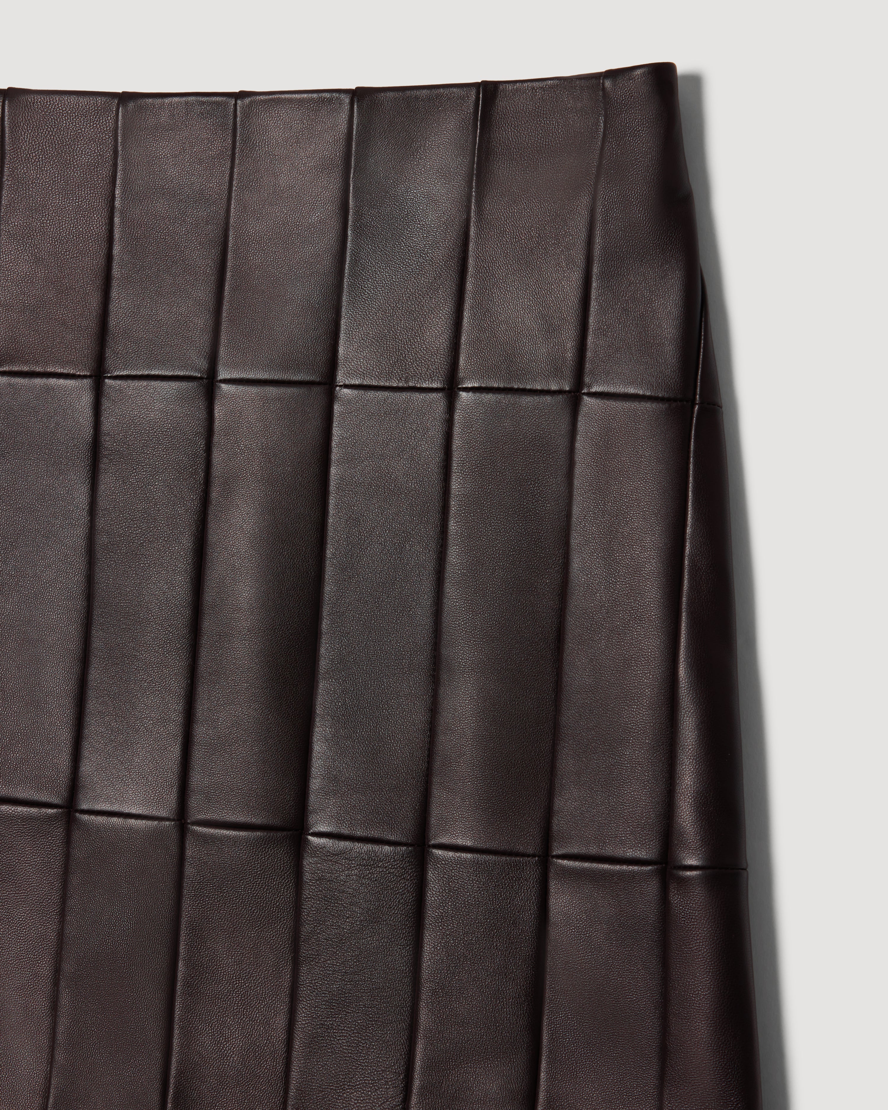Cecily Mini Skirt in Patchwork Nappa Leather,  Chocolate
