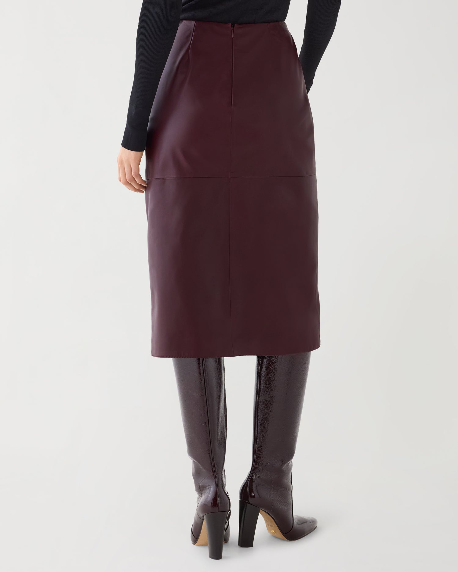 Mira Skirt in Light Weight Leather,  Plum