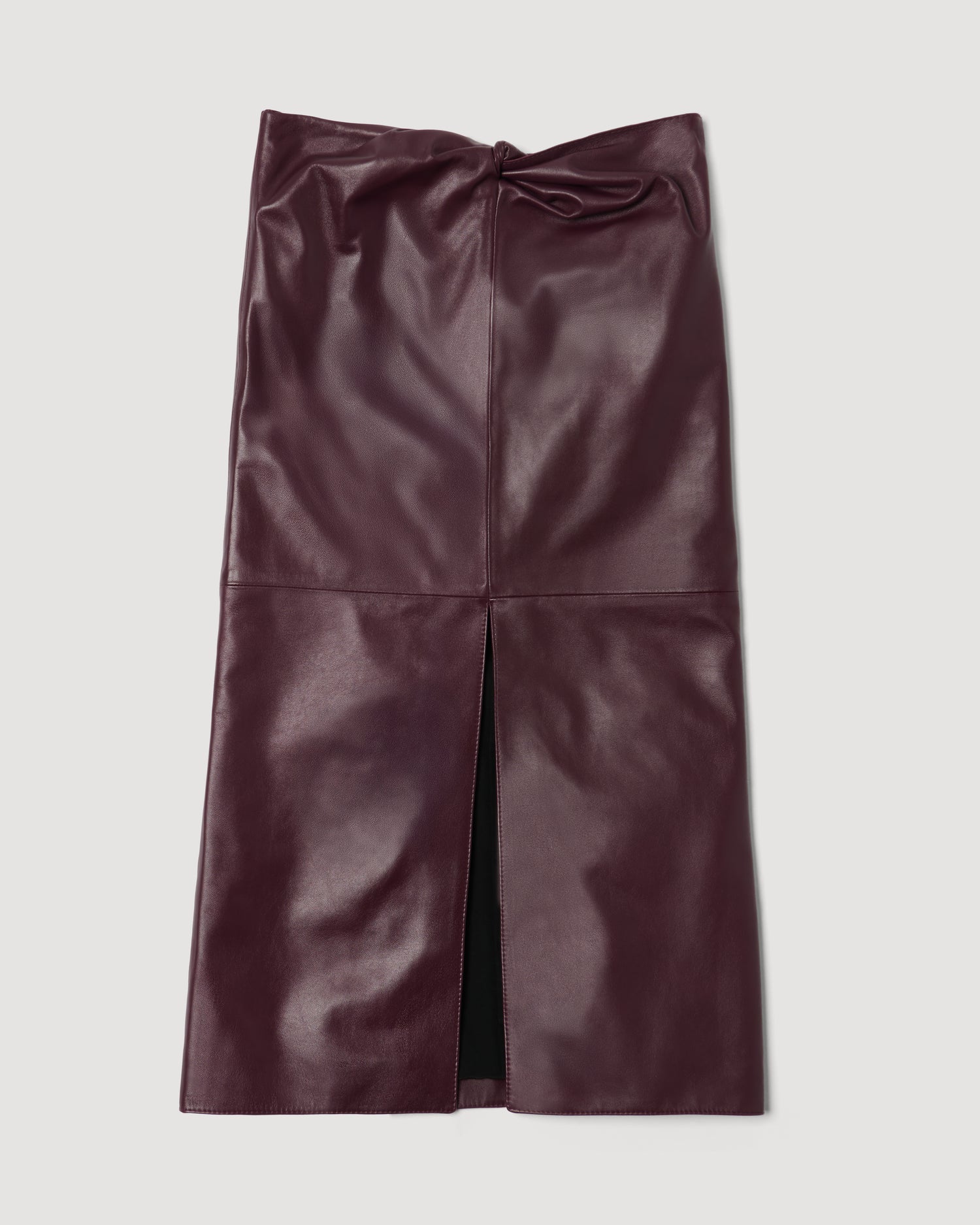 Mira Skirt in Light Weight Leather,  Plum