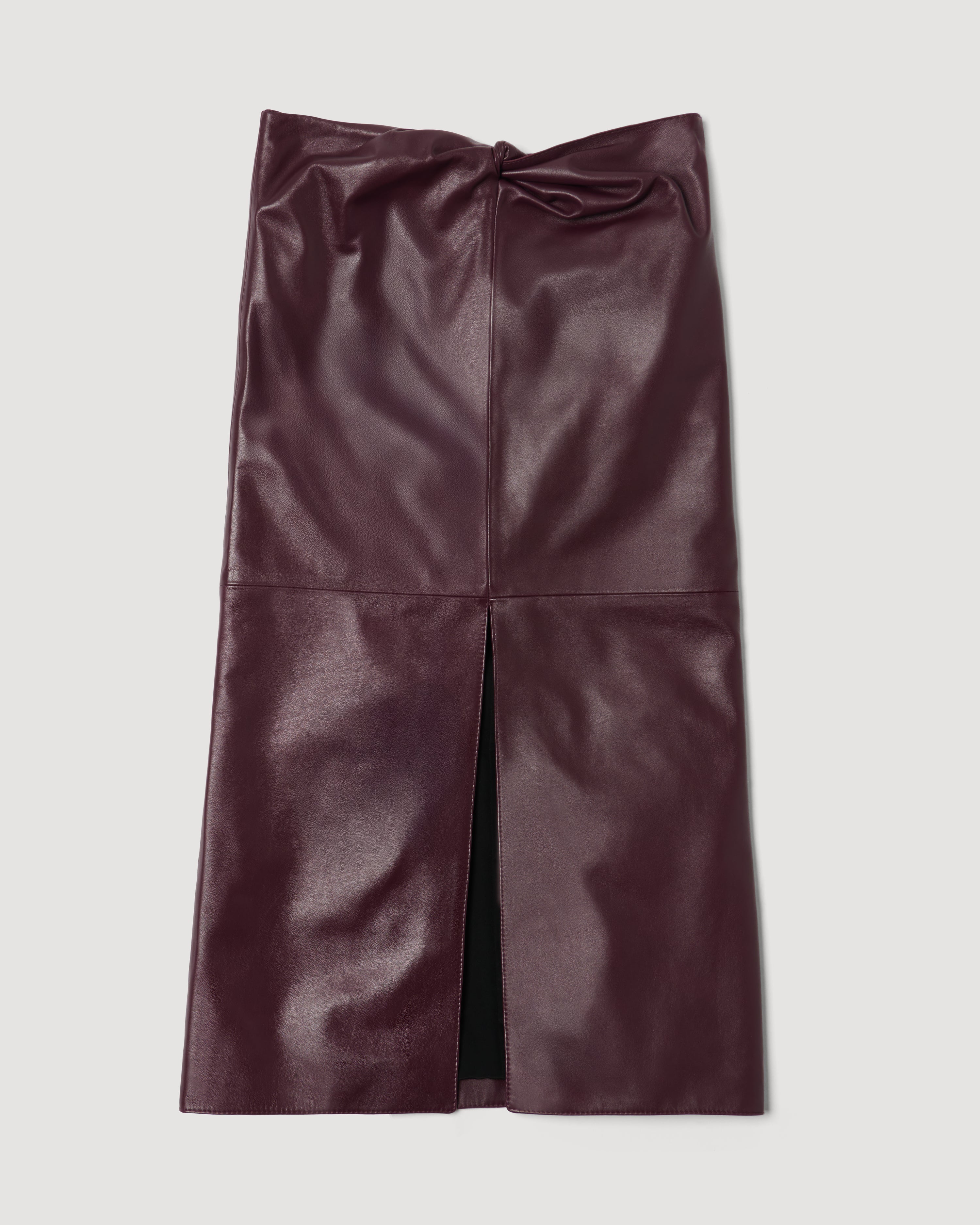 Mira Skirt in Light Weight Leather,  Plum