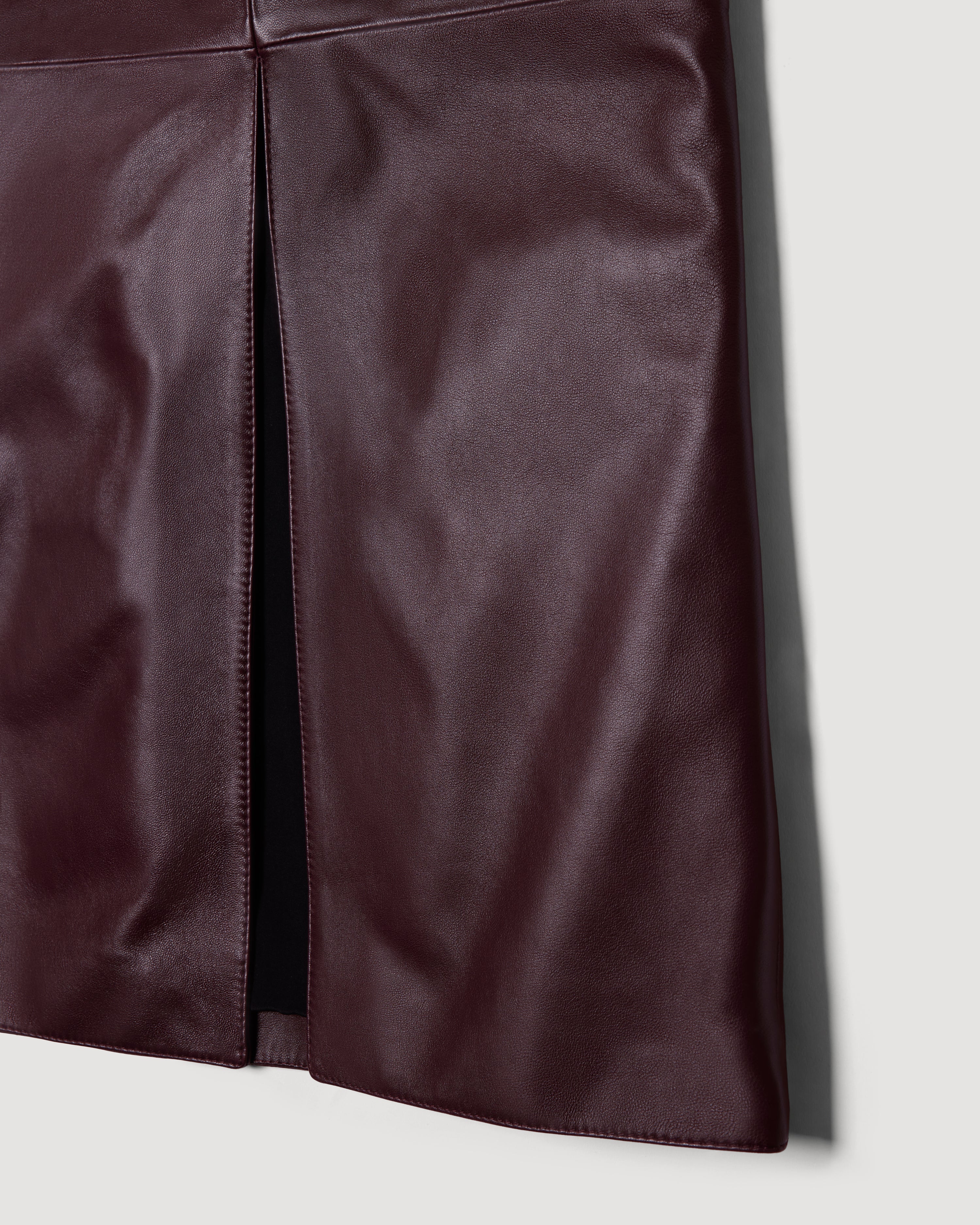 Mira Skirt in Light Weight Leather,  Plum