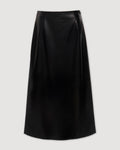 Gisele Skirt: Black nappa leather, high-waisted midi skirt with a slim, straight silhouette