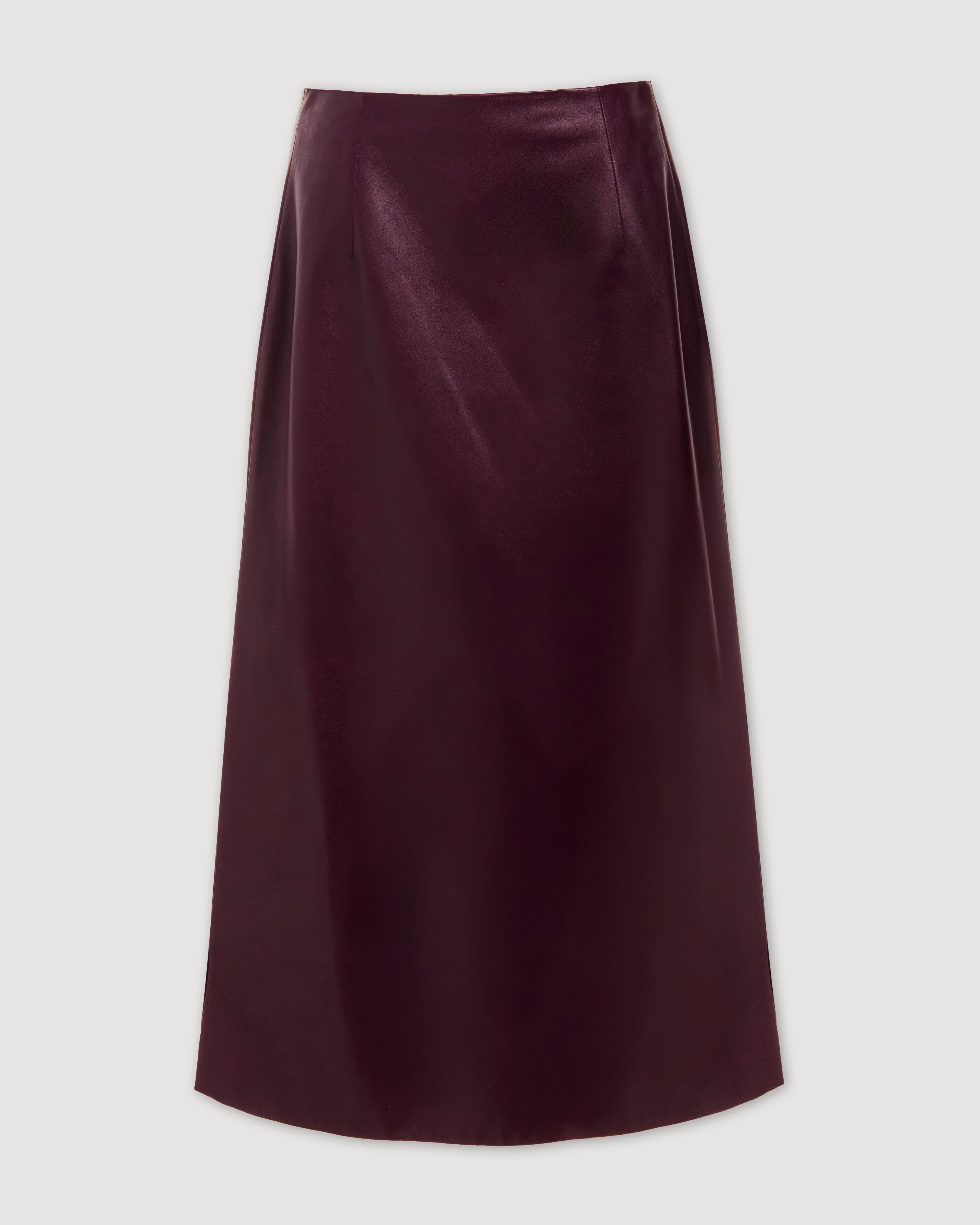 Gisele Skirt in Nappa Leather, Maroon - Veronica De Piante