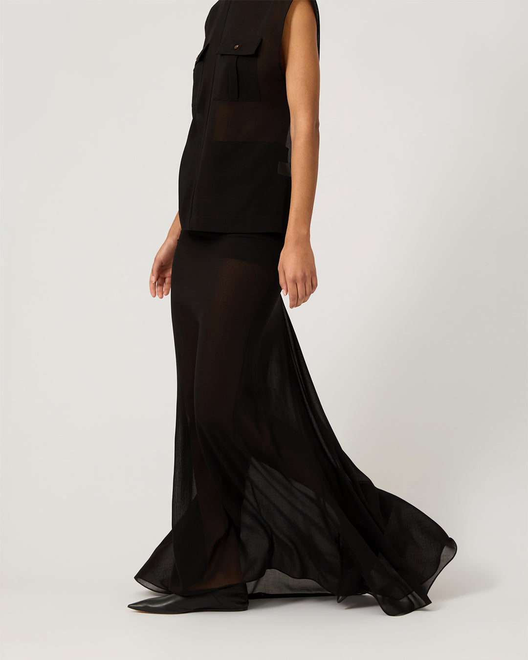Sasha Skirt In Wool Voile, Black