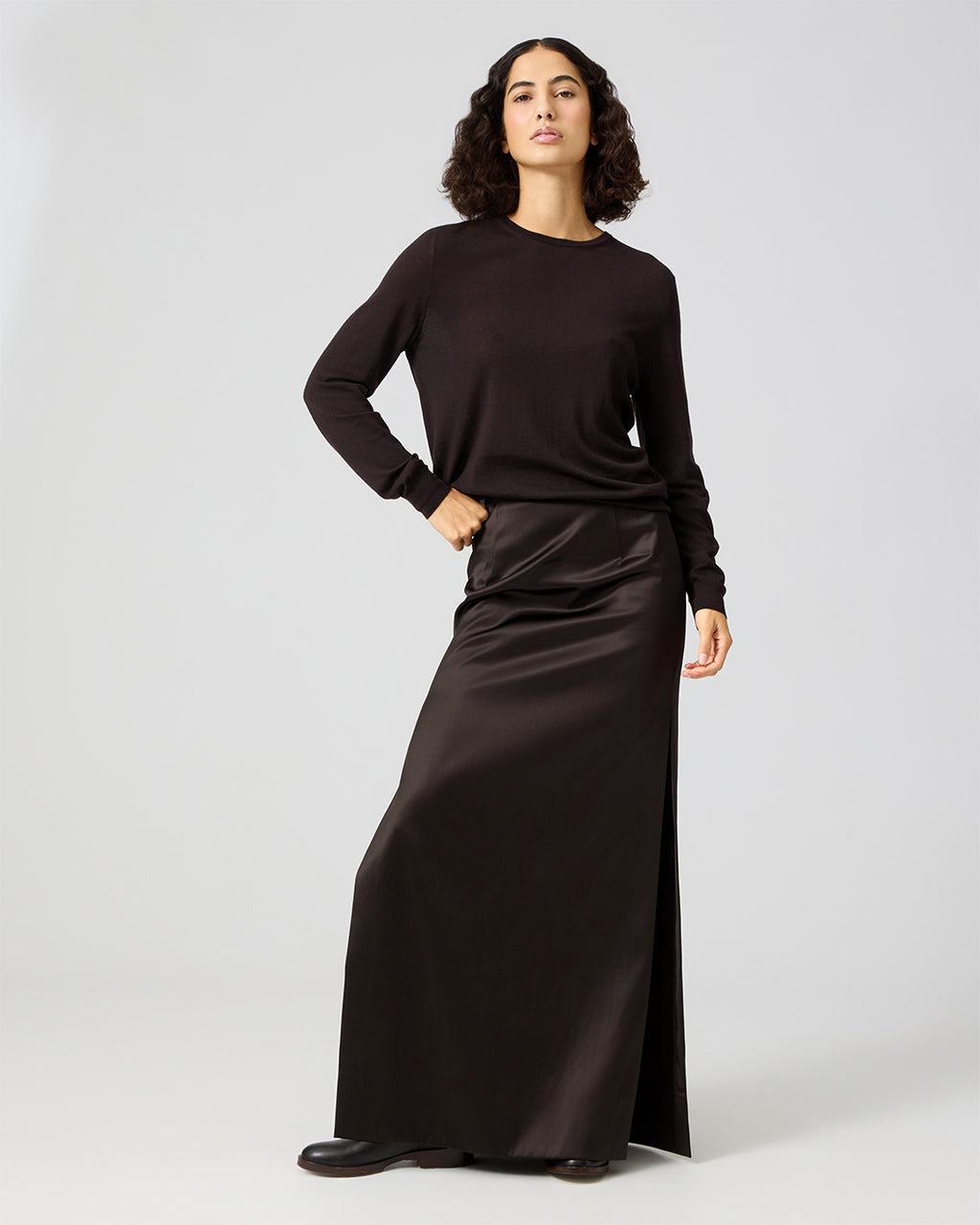 Genna Skirt In Cotton Mix, Dark Chocolate