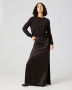 Genna Skirt In Cotton Mix, Dark Chocolate