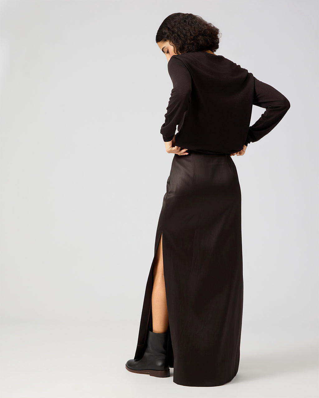 Genna Skirt In Cotton Mix, Dark Chocolate