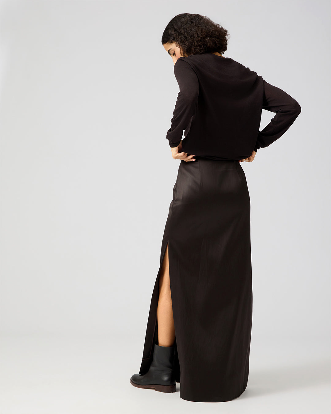 Genna Skirt In Cotton Mix, Dark Chocolate
