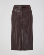 Maëlle Skirt In Leather, Chocolate