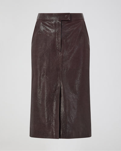 Maëlle Skirt In Leather, Chocolate