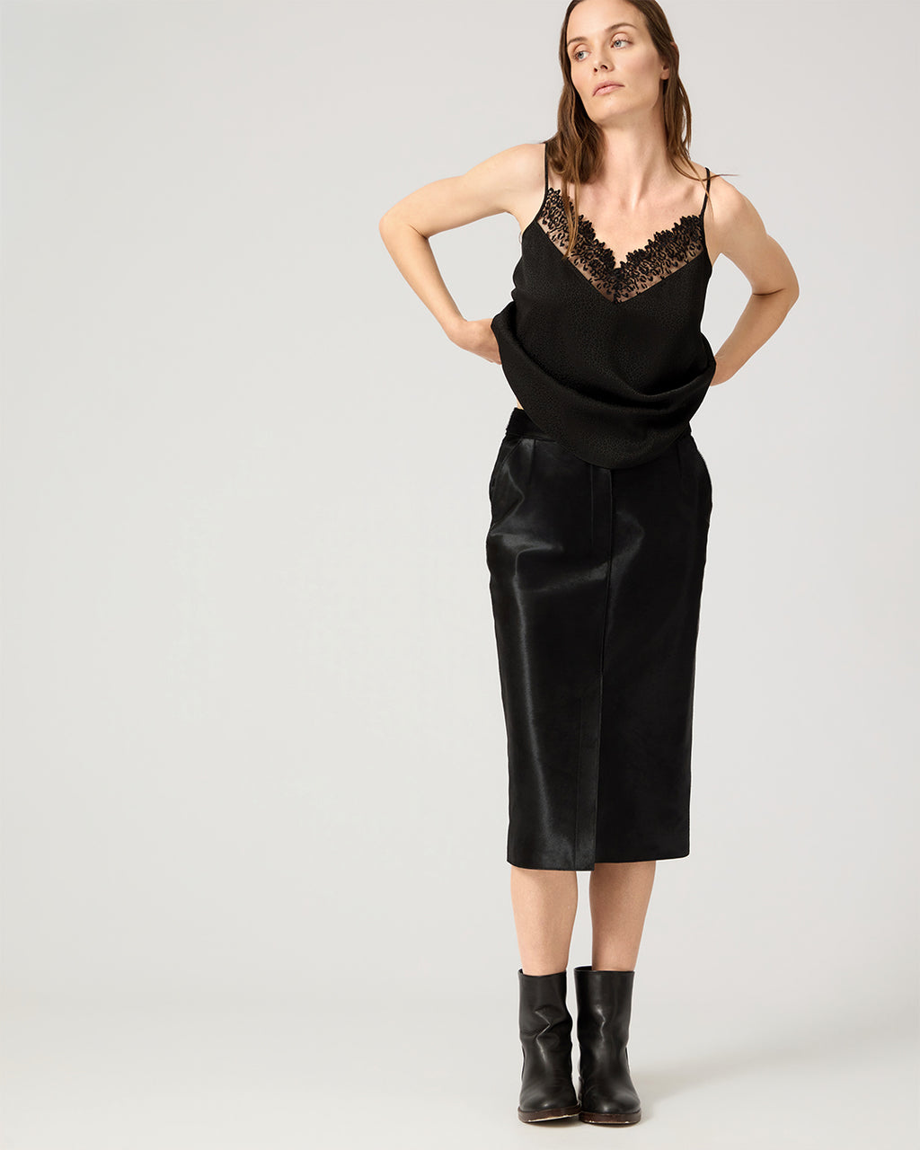 Maëlle Skirt In Calf Hair, Black