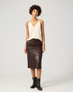 Maëlle Skirt In Leather, Chocolate