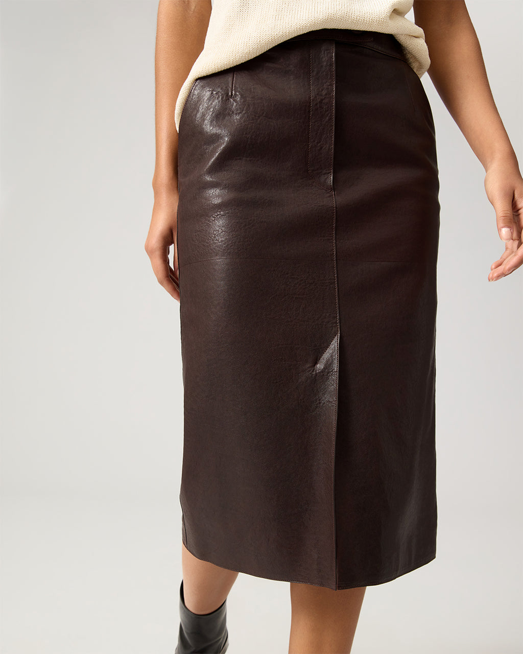 Maëlle Skirt In Leather, Chocolate
