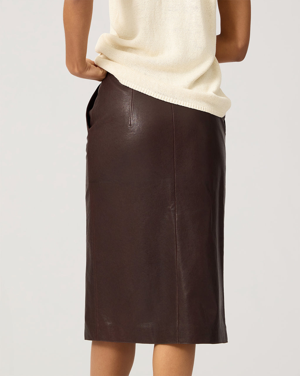 Maëlle Skirt In Leather, Chocolate