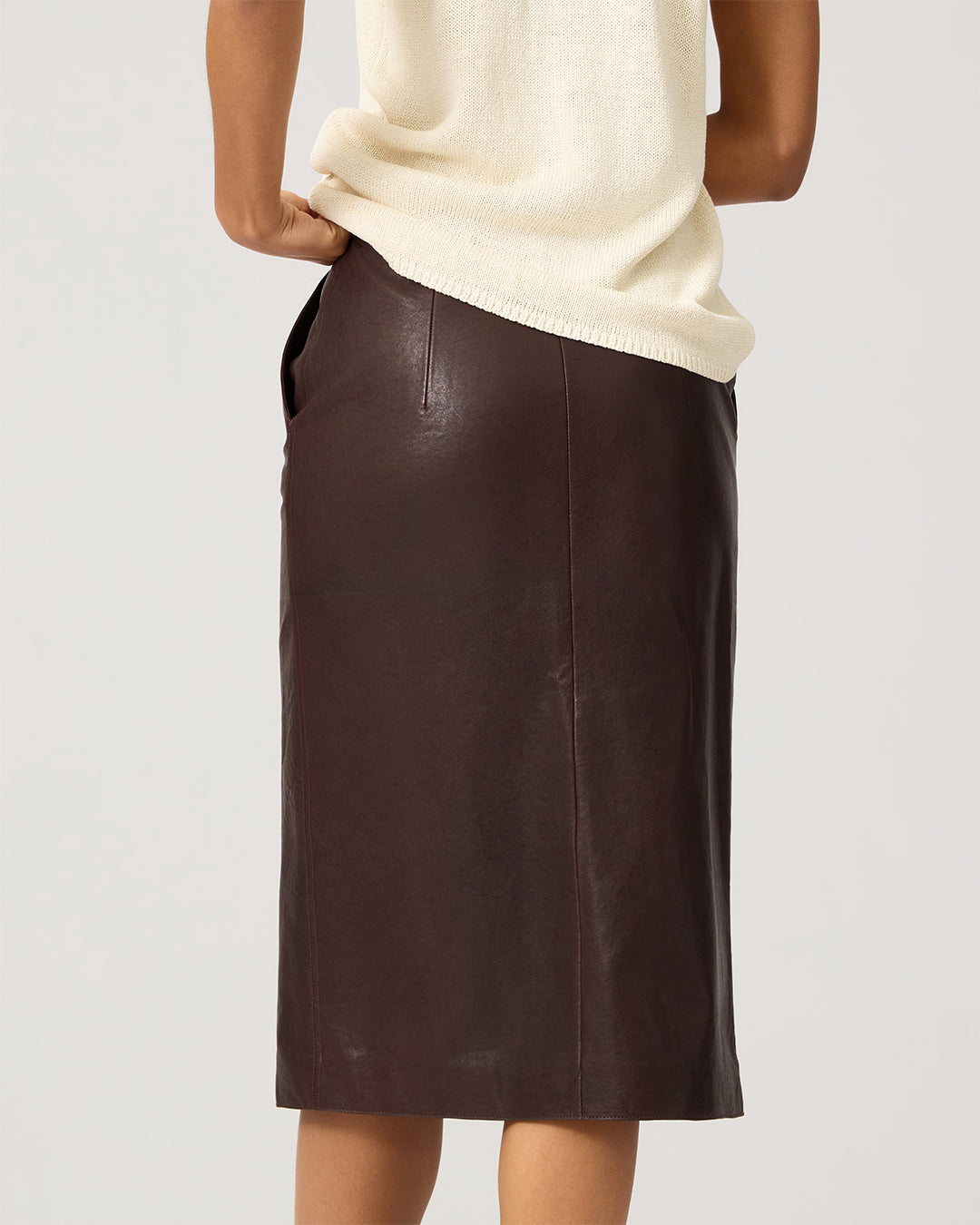 Maëlle Skirt In Leather, Chocolate
