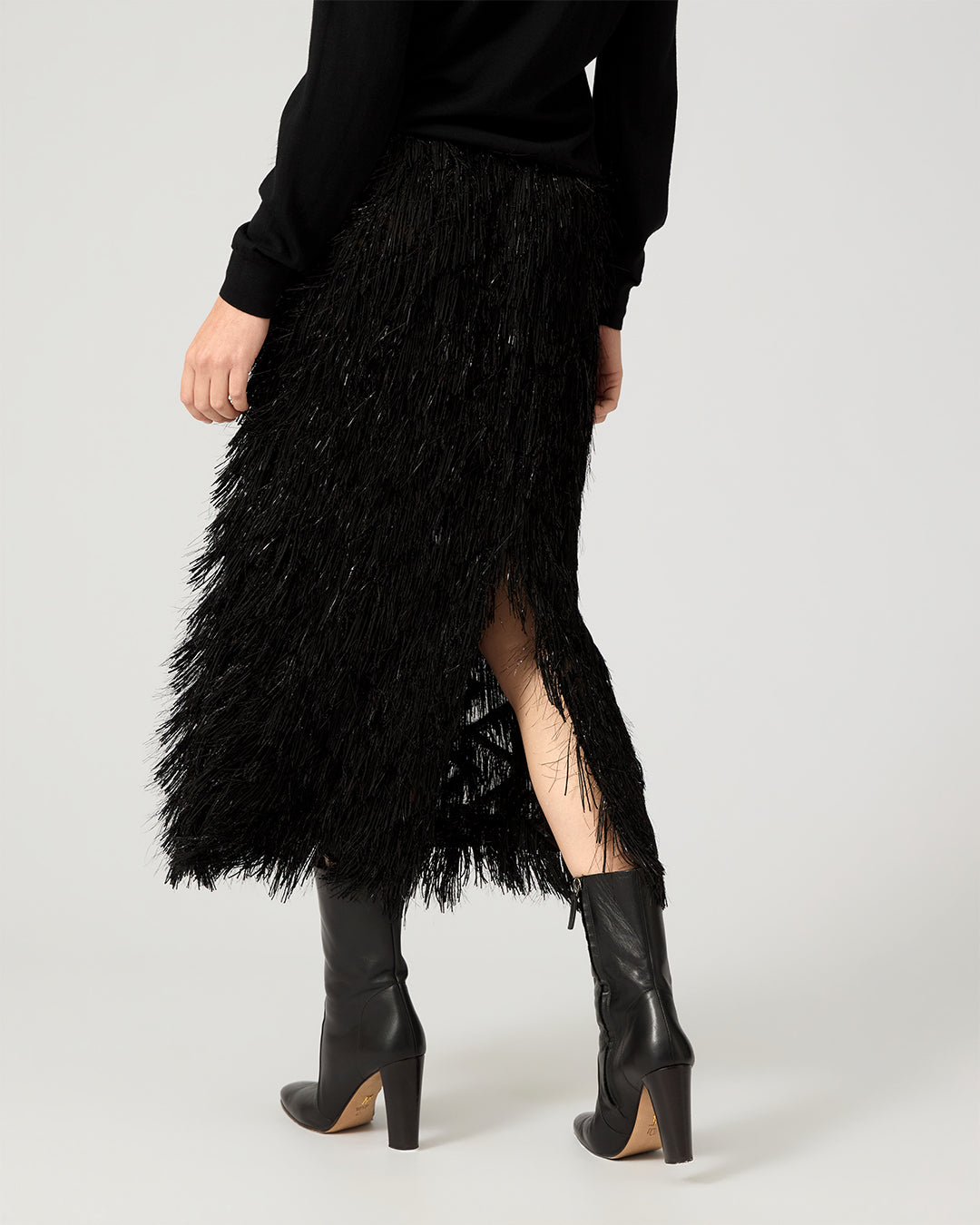 Ludo Skirt In Fringe Lurex Jacquard, Black