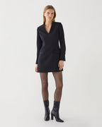Black Elsie Dress made from Grain de Poudre wool, stylish and cozy, featuring a classic design perfect for versatile wear.
