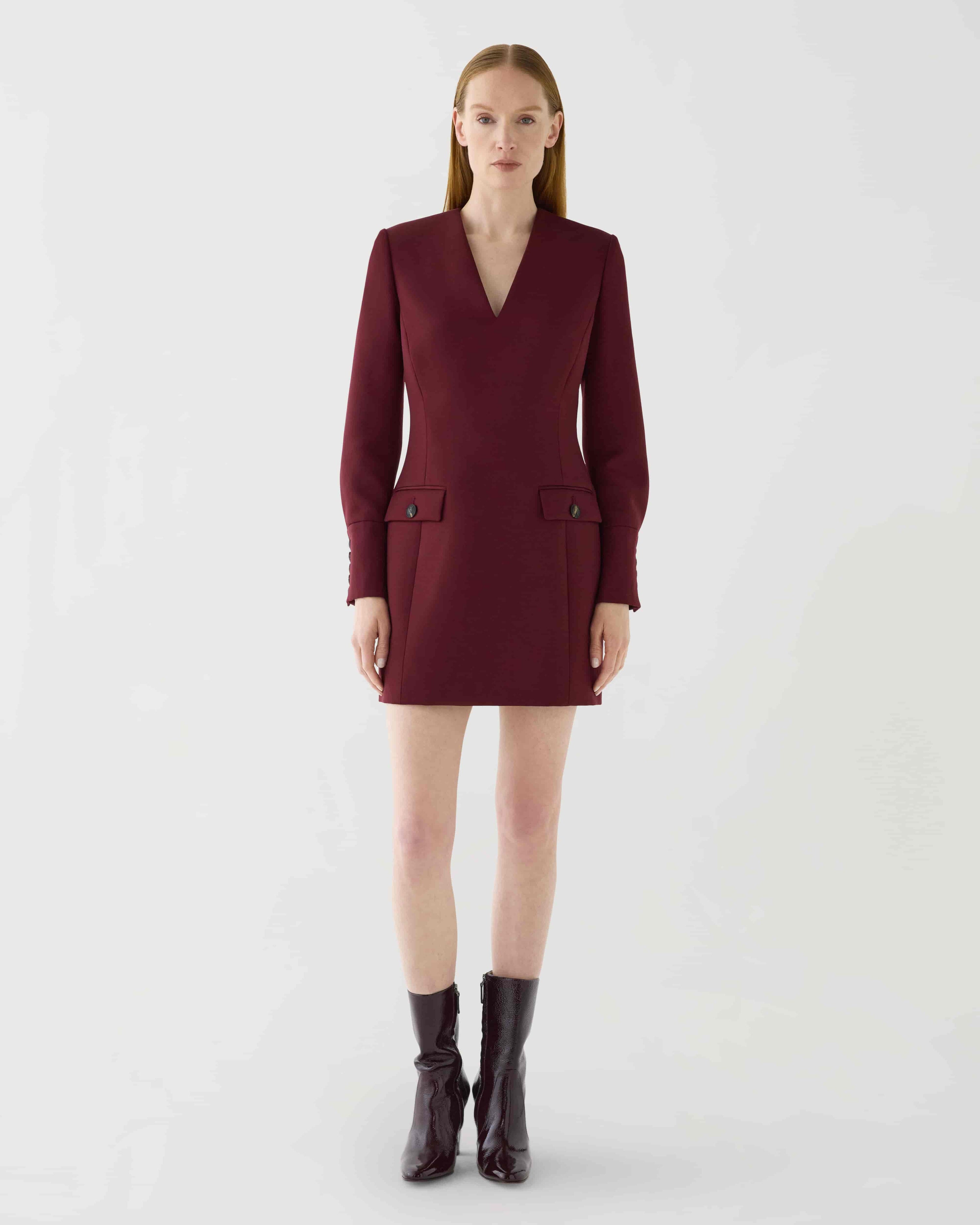 Gaia Heeled Ankle Boots in Patent Leather, Burgundy