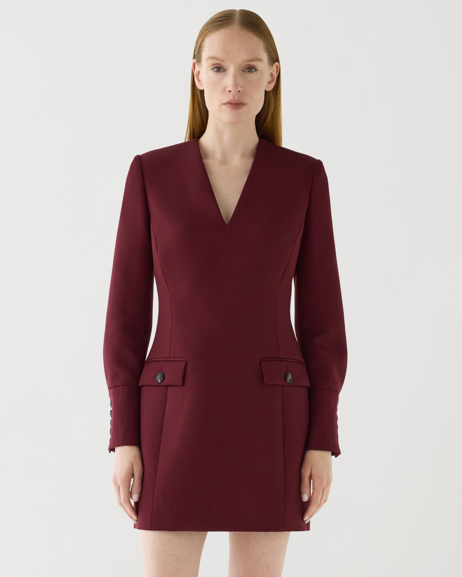 Elsie Dress in Grain de Poudre Wool,  Garnet