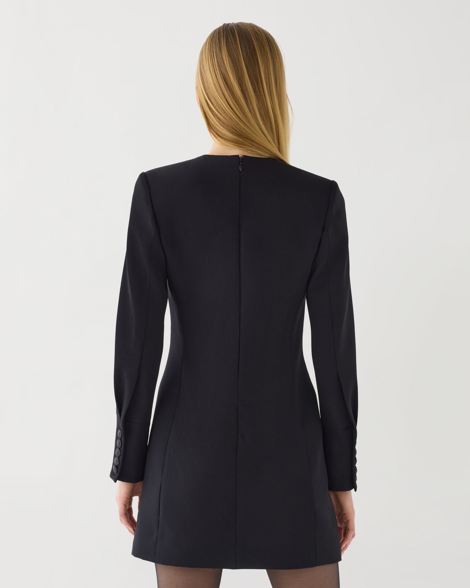 Elsie Dress in Grain de Poudre Wool,  Black