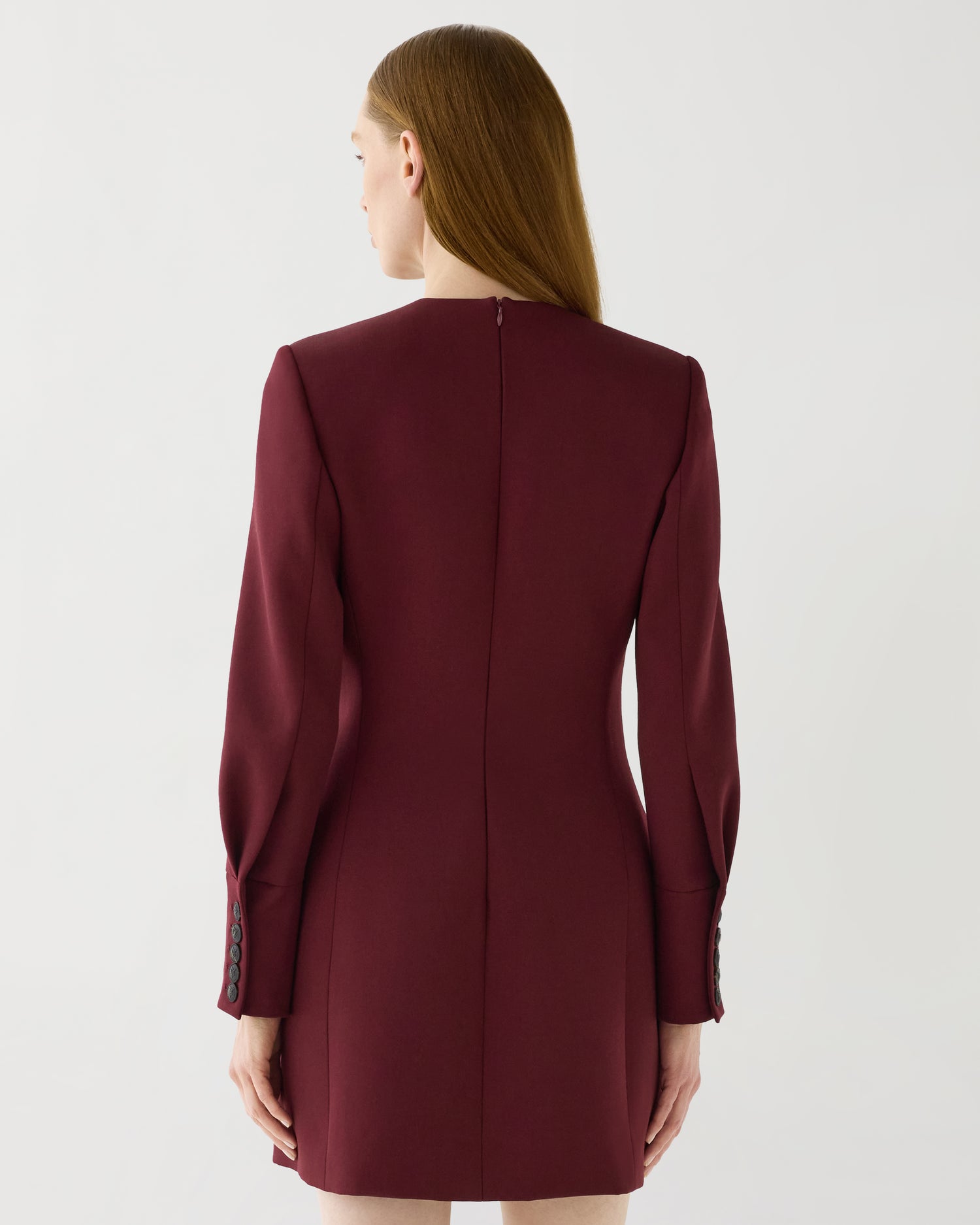 Elsie Dress in Grain de Poudre Wool,  Garnet