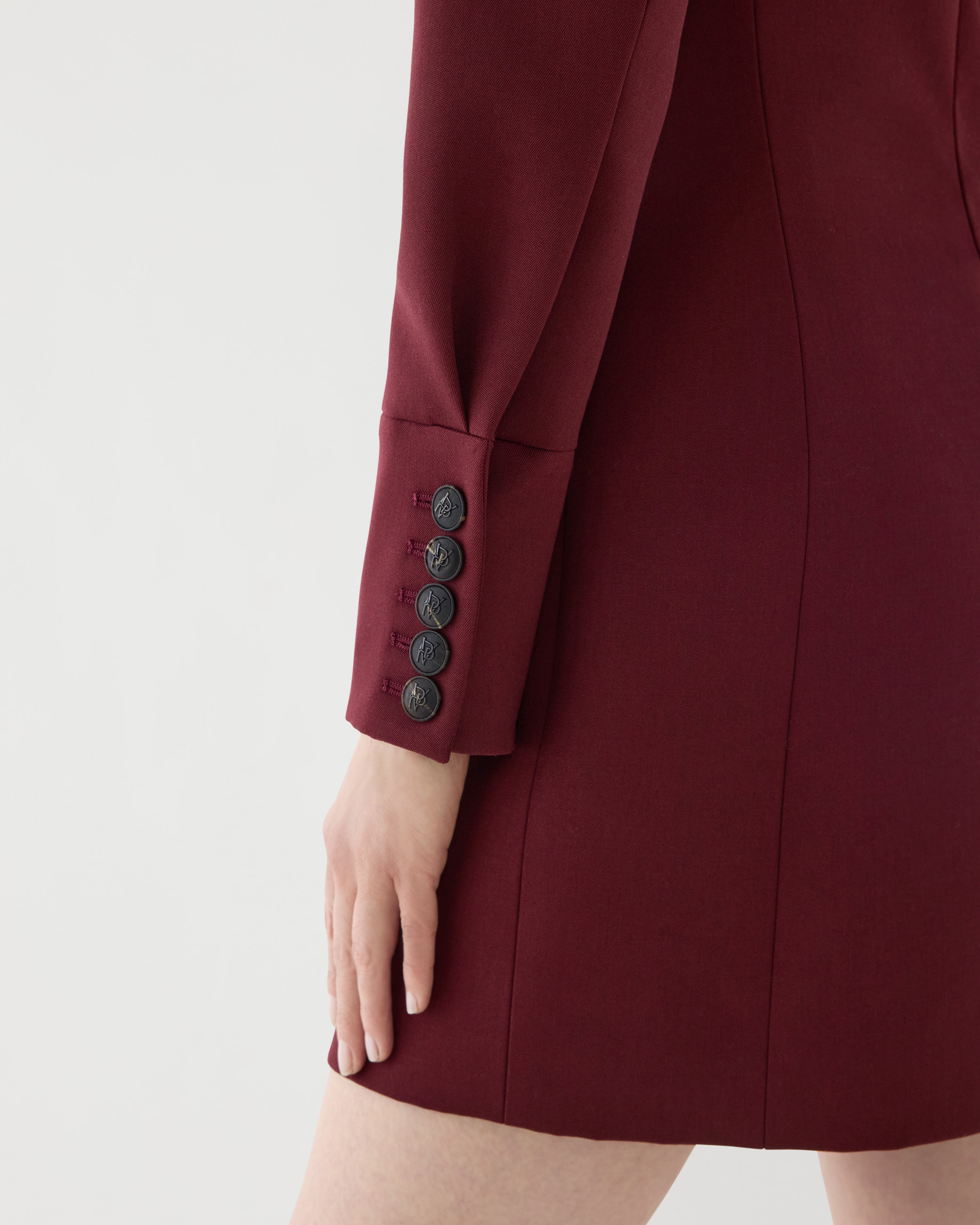 Elsie Dress in Grain de Poudre Wool,  Garnet