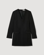 Black Elsie dress in Grain de Poudre wool, stylish and elegant, featuring a classic design perfect for sophisticated looks.