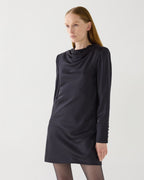 Amal Dress in Stretch Satin,  Black - Veronica De Piante