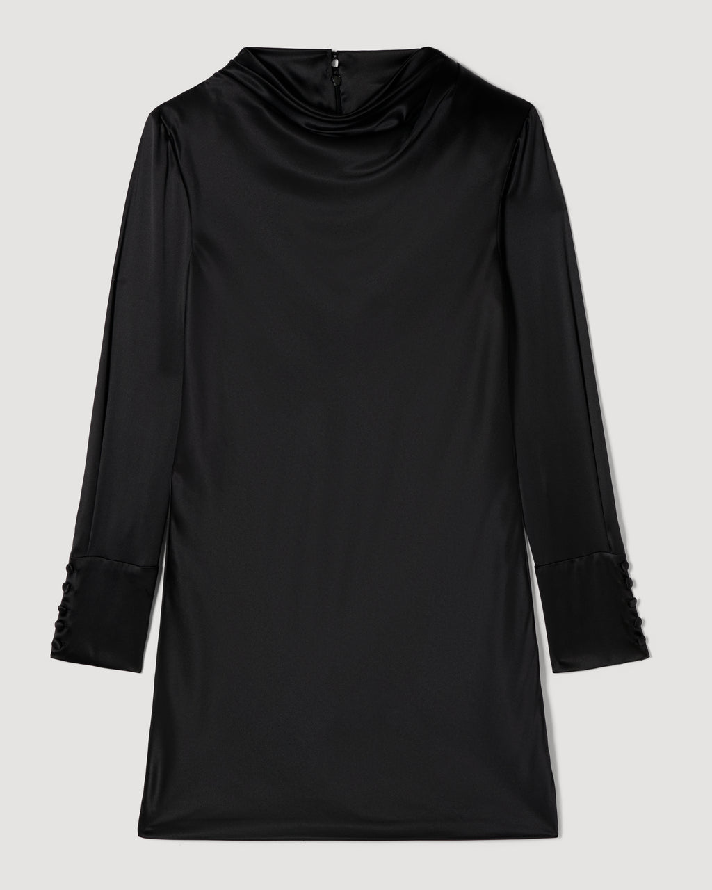 Amal Dress in Stretch Satin,  Black - Veronica De Piante