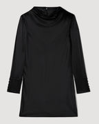 Amal Dress in Stretch Satin,  Black - Veronica De Piante