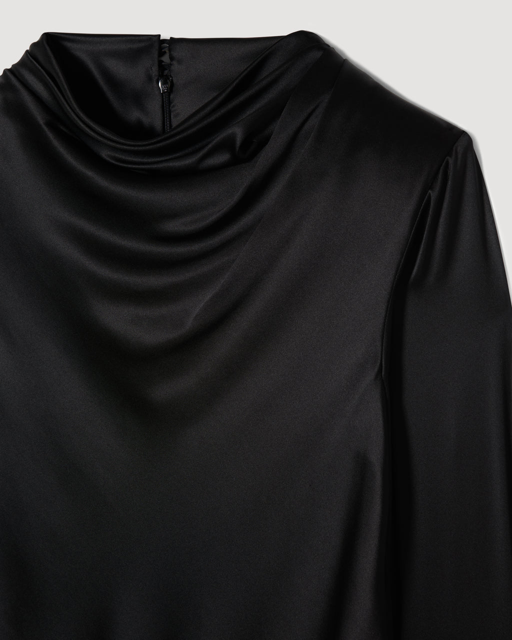 Amal Dress in Stretch Satin,  Black - Veronica De Piante