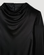 Amal Dress in Stretch Satin,  Black - Veronica De Piante