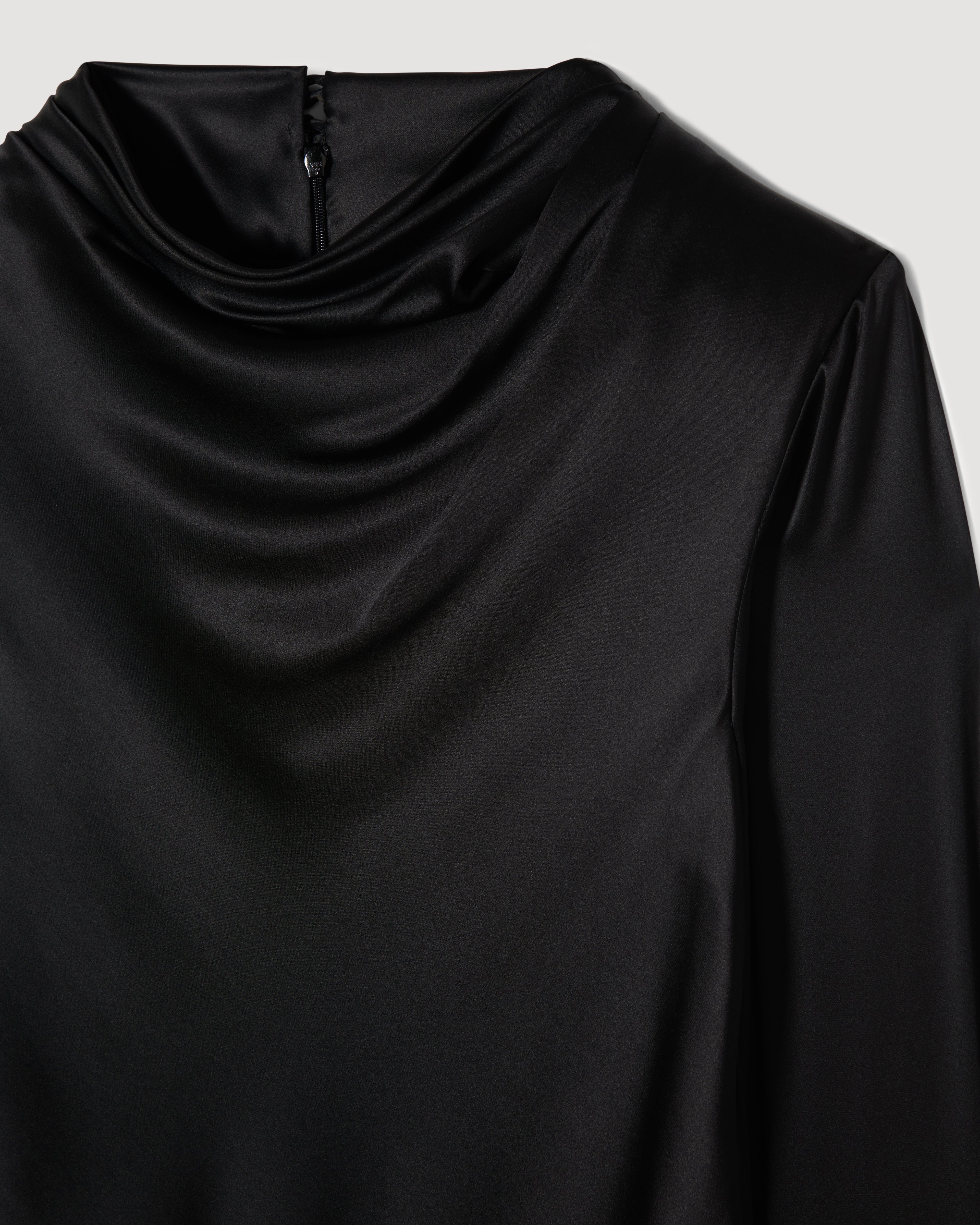 Amal Dress in Stretch Satin,  Black - Veronica De Piante