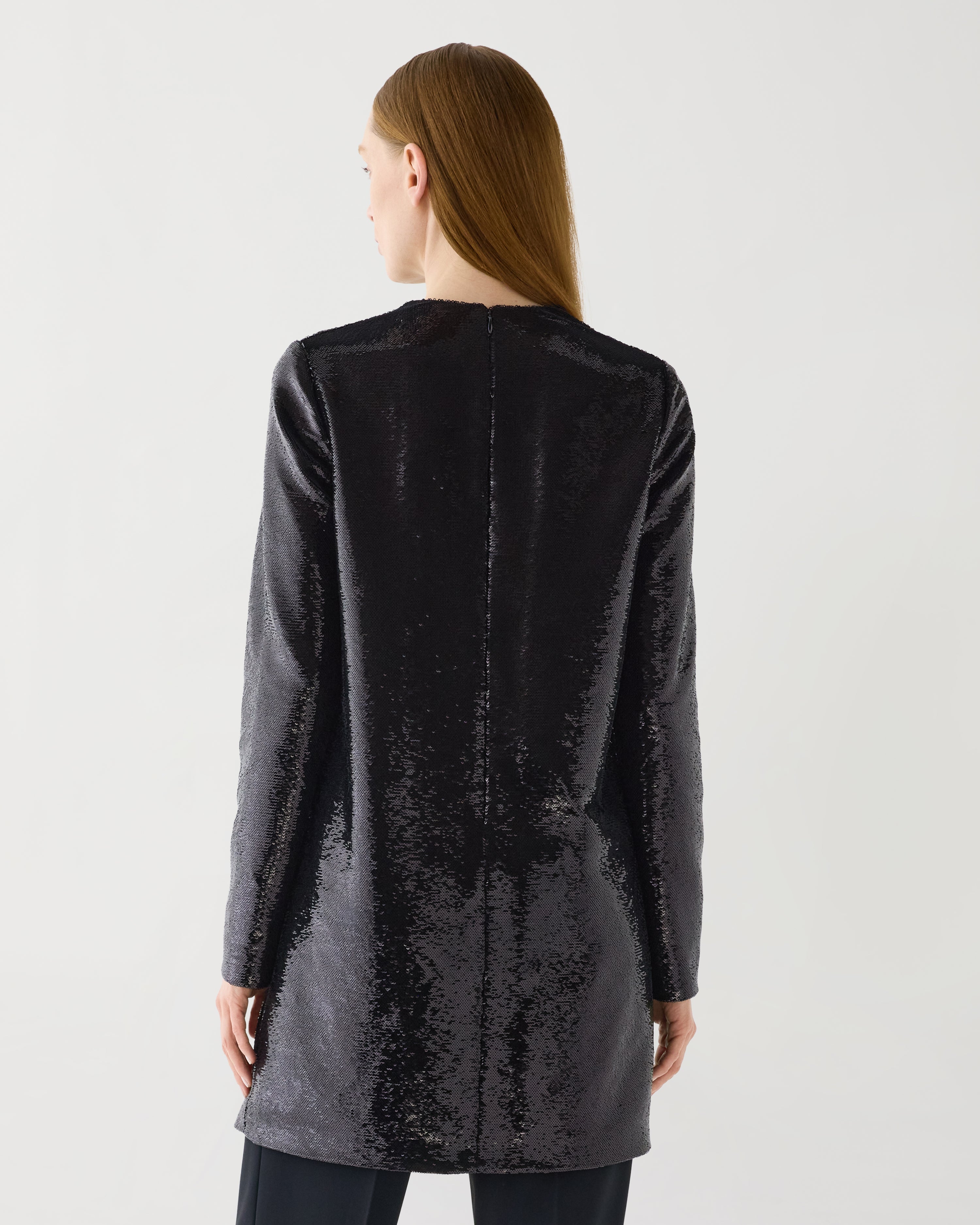 Franklin Dress in Flat Sequin,  Black