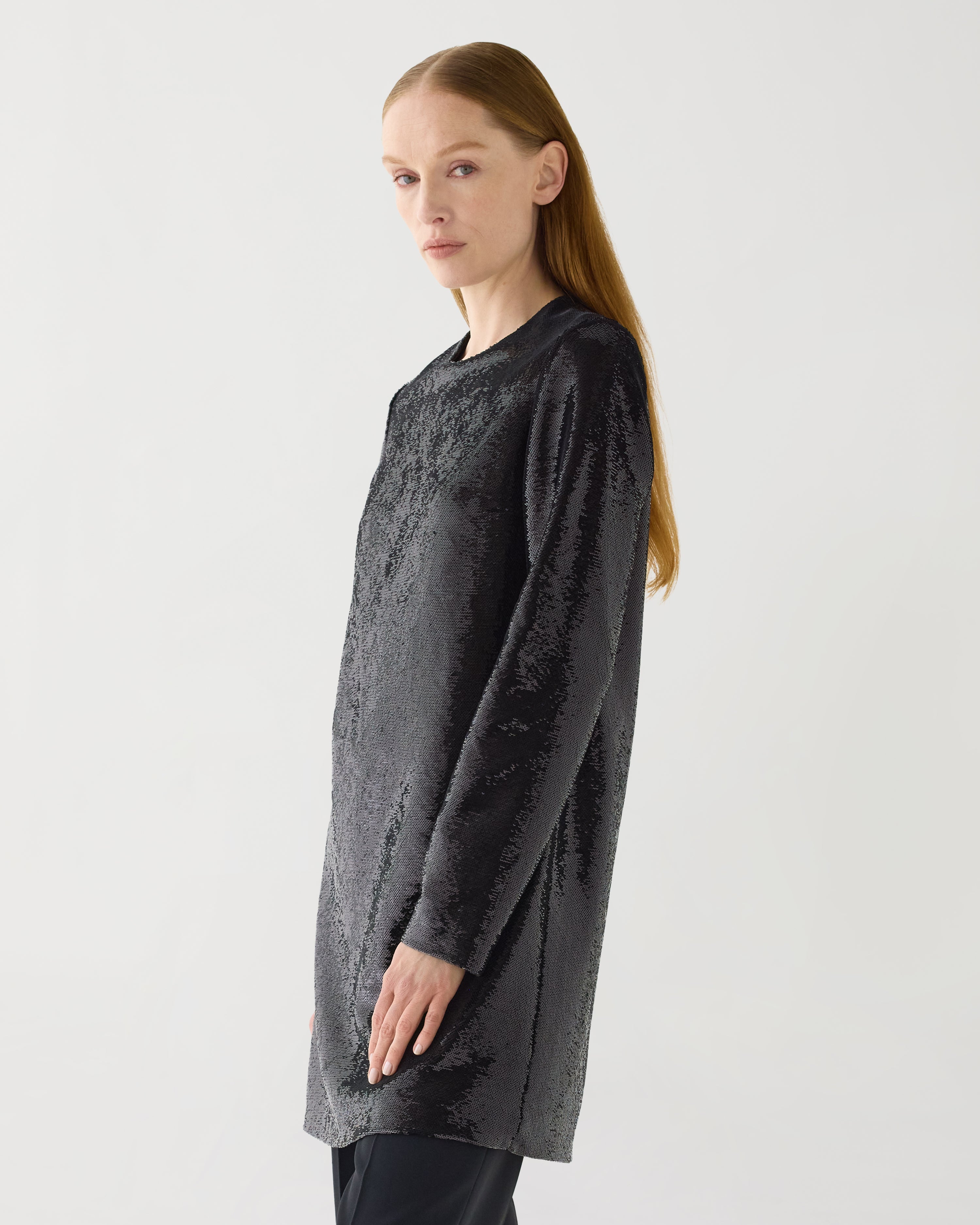 Franklin Dress in Flat Sequin,  Black