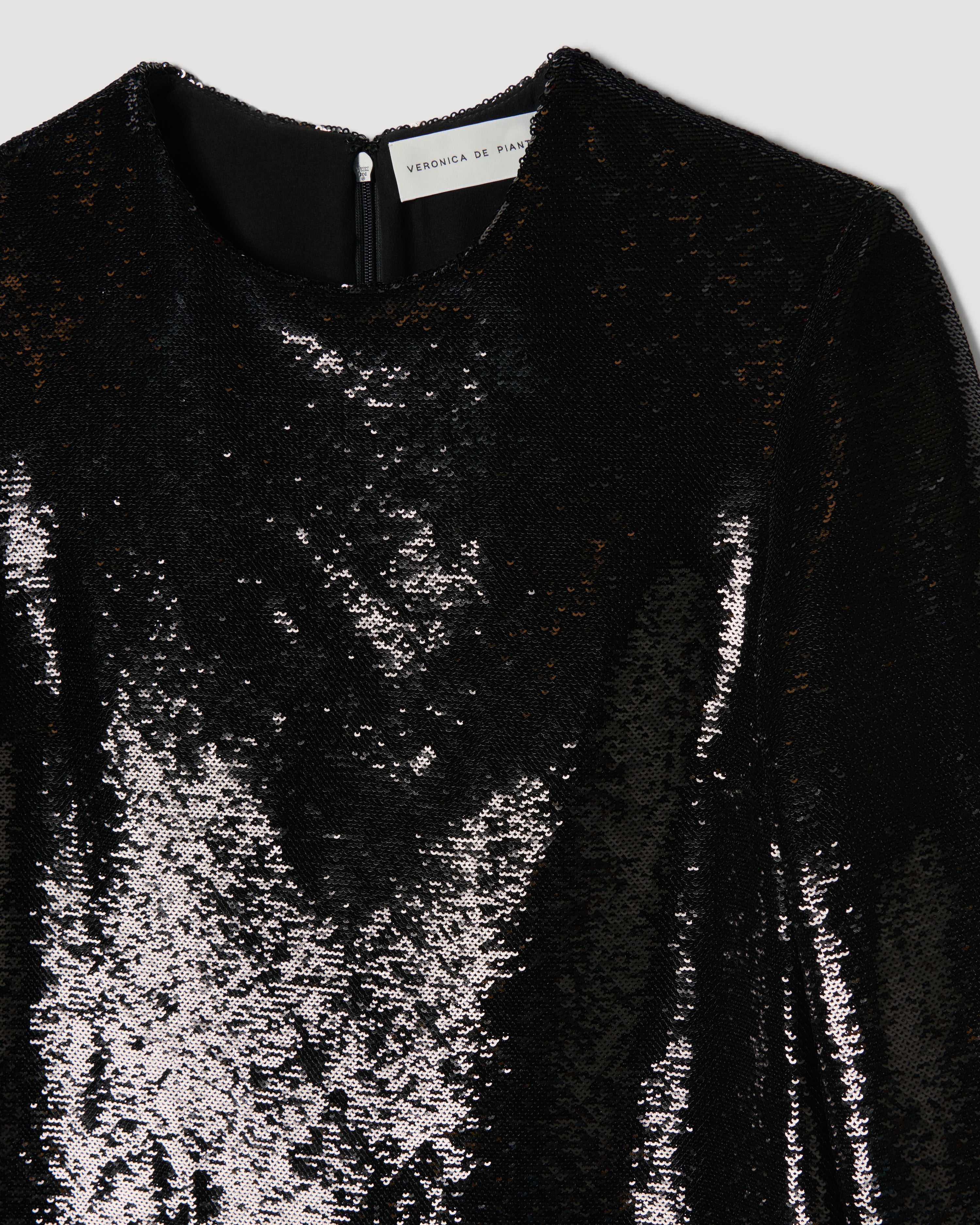 Franklin Dress in Flat Sequin,  Black