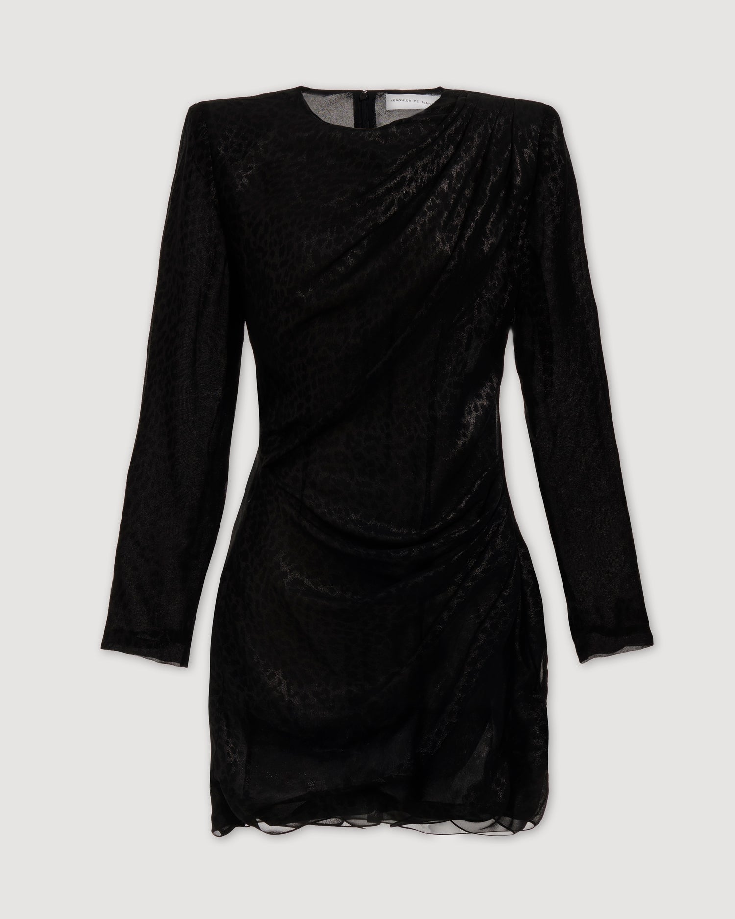 Pia Dress in Silk, Silver Leopard