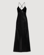 Black Amelia dress in Nappa leather by Veronica De Piante, featuring a sleek, fitted silhouette and stylish design.