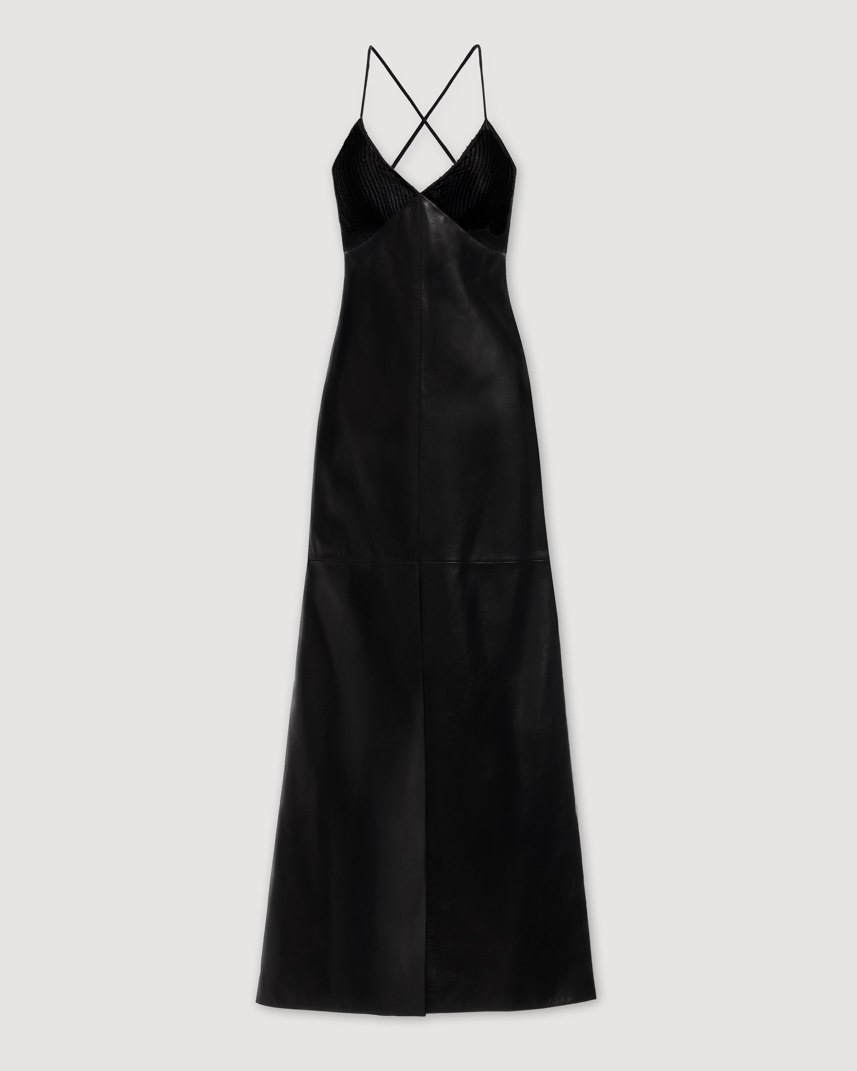 Amelia Dress in Nappa Leather, Black