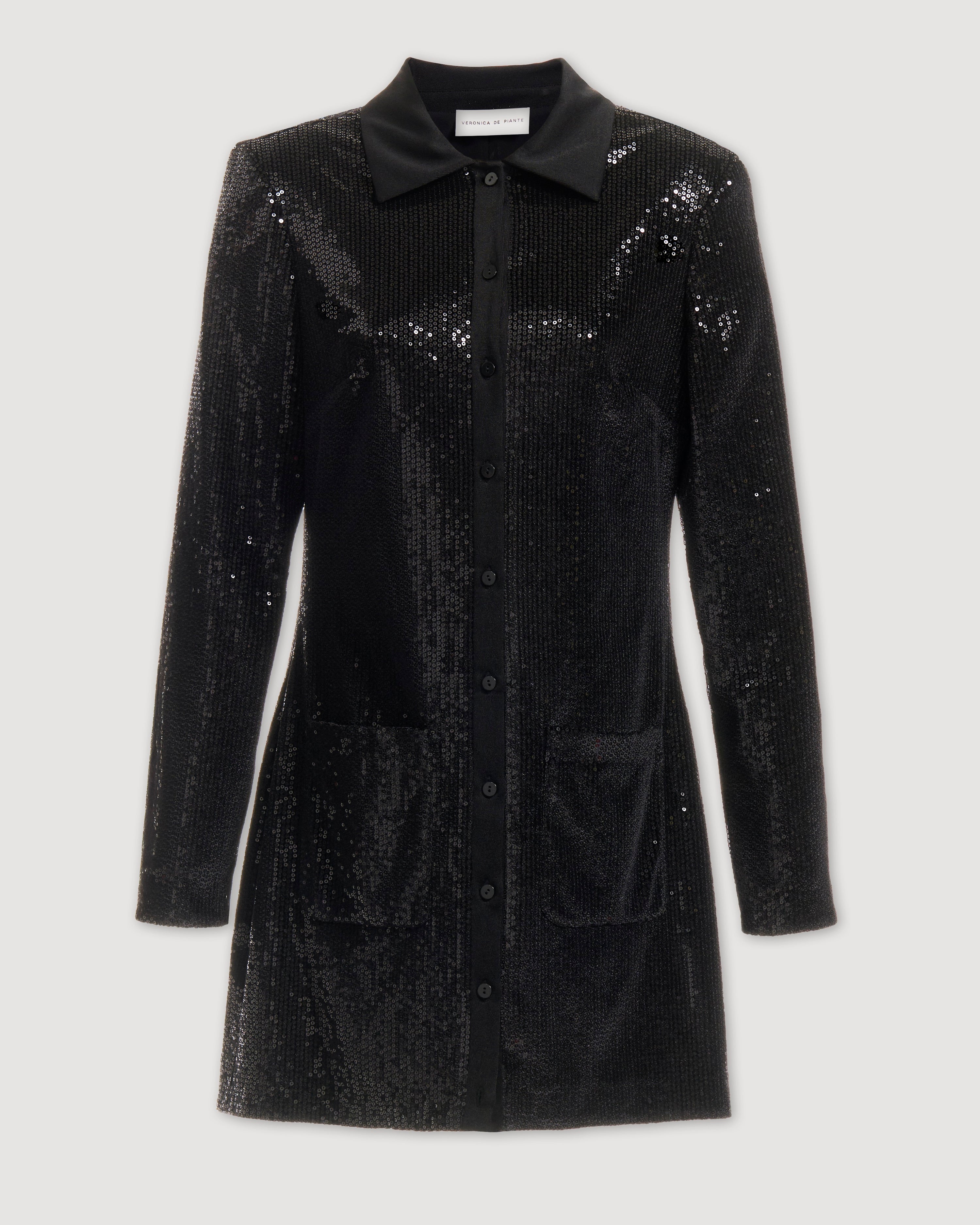 Scarlet Dress in Stretch Sequin, Black