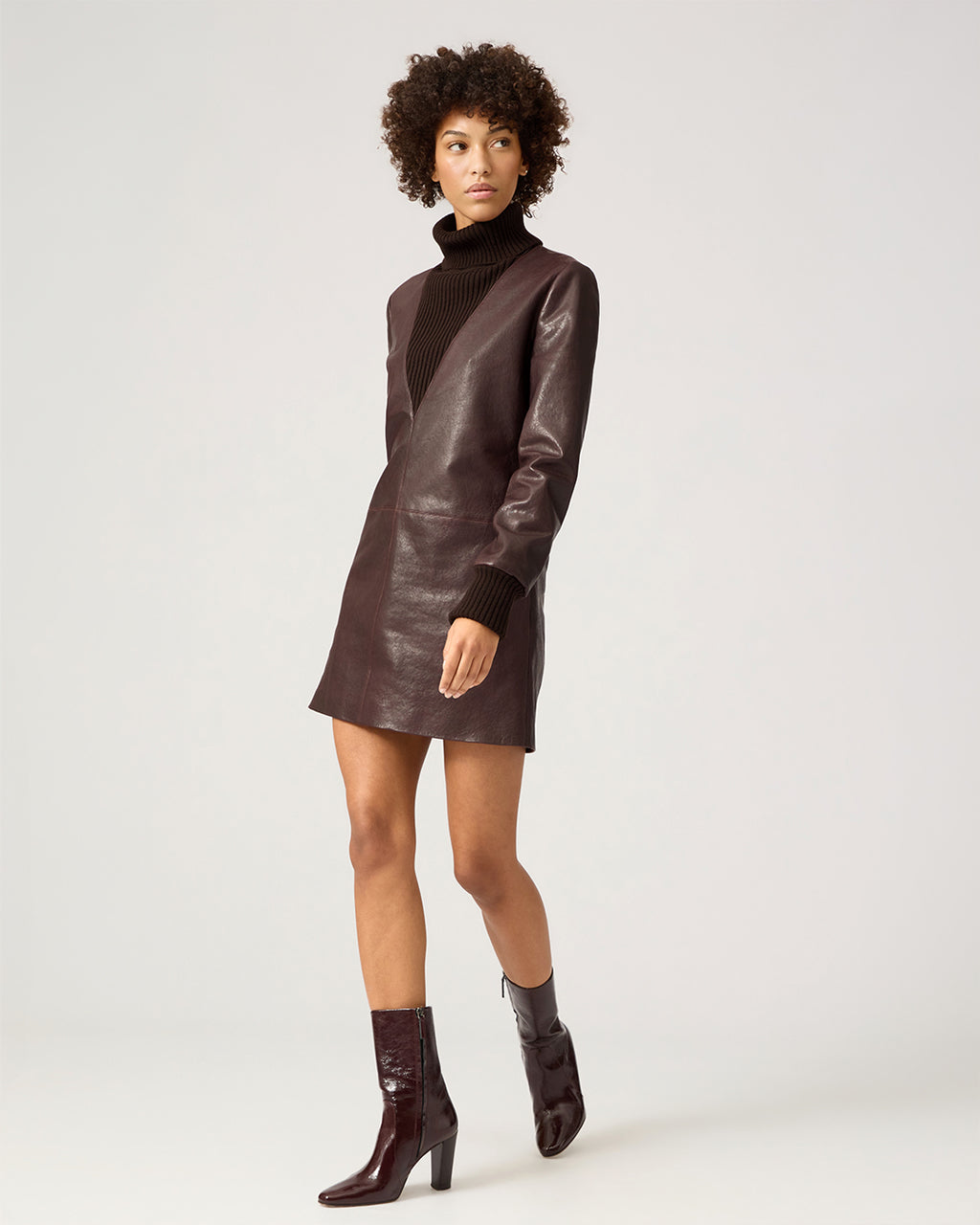 Claude Dress In Leather, Chocolate