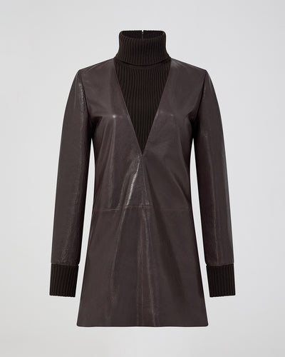 Claude Dress In Leather, Chocolate