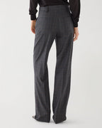 Dark grey plaid Avery trousers in suiting fabric, featuring a tailored fit and classic design for versatile styling.